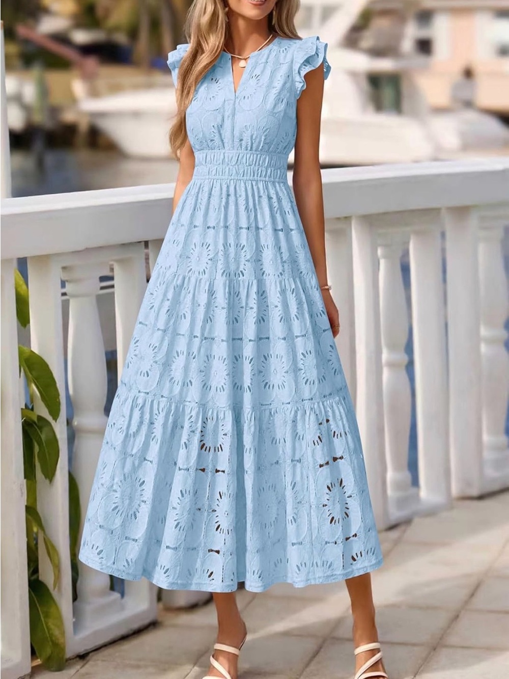 Light Blue Eyelet Dress